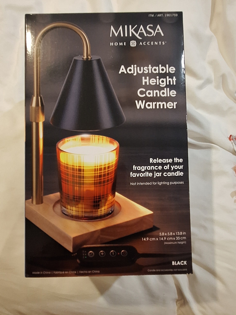 Mikasa Black and Gold Adjustable Candle Warmer with Wooden Base